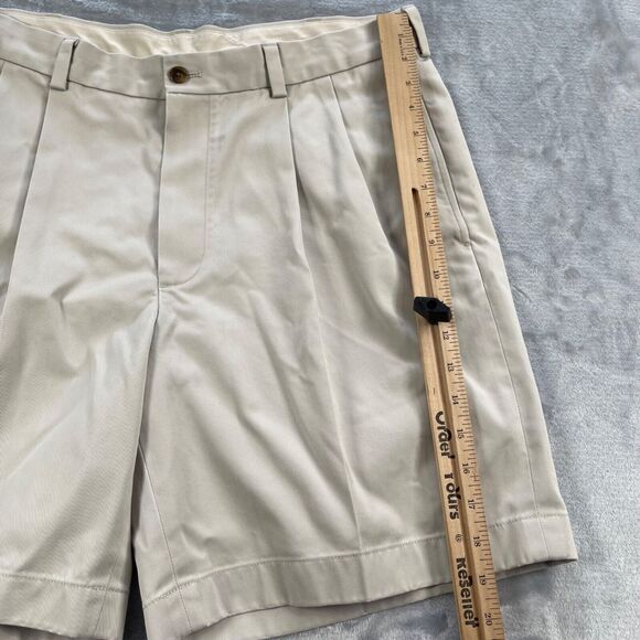 Brooks Brothers 346 Shorts Mens 36 Light Khaki Advantage Chino Cotton Pleated - Picture 9 of 12